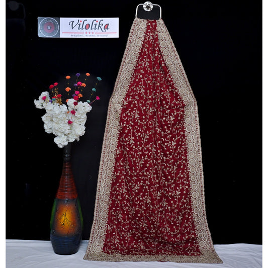 Exclusive Bridal Designer Satin Saree with allover jari and stone work